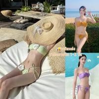 ราคา swim girlชุดว่ายน้ําบิกินี่ sexy bikini set กางเกงผูก เกาะอก เซต 2 ชิ้น summer (28728734418)