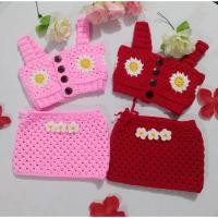 ราคา (พร้อมส่ง)ชุดเซ็ทเด็ก 2ชิ้น /เสื้อ+กระโปรง ขุดไหมพรม ชุดไหมพรมถักมือ(ไหม cotton milk) (17016427025)