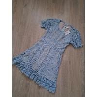 ราคา เดรสงานป้าย ลูกไม้ สีฟ้า size m มือ 1 ป้ายห้อย (25381615733)
