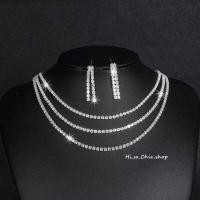 ราคา เซต สร้อยคอ+ต่างหู ใส่ออกงาน เพชรCZ แบบสั้น แนวเรียบหรู (ราคา ต่อเซต) (24262398193)