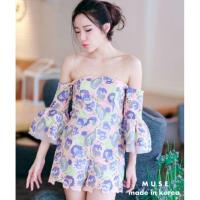 ราคา ส่งฟรี งานป้ายorange juice จั้มสูทลูกไม้ปาดไหล่ (703177607)