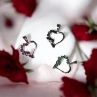 ราคา จี้หัวใจเงินแท้พลอยแท้ จี้ห้อยคอ พลอยทับทิม ไพลิน มรกต (20765153381)