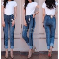 ราคา กางเกงยีนส์ยืดเอวสูง แต่งแถบข้าง สไตล์เกาหลี (2691877793)