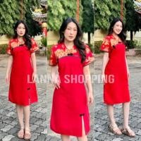 ราคา ชุดตรุษจีน กี่เพ้าสีแดง เดรสสีแดตรุษจีน (24703905863)