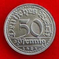 ราคา เหรียญเยอรมัน Germany 50 pfennig ปี 1921G เหรียญ​ต่างประเทศ (24389690674)