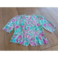 ราคา เสื้อวินเทจคอป้าย ลายดอกสดใสมือสอง (20644349674)