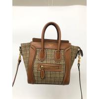 ราคา กระเป๋ามือสอง CELINE หนังแท้สีน้ำตาล และผ้าทวิตลาย อะไหล่ทอง ขนาด 7 นิ้วครึ่ง พร้อมส่ง (23029487371)