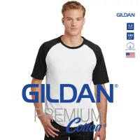 ราคา GILDAN® เสื้อยืดไหล่สโลป แขนสั้น - ตัวขาว แขนดำ (12653379484)