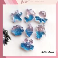 ราคา ชุดสติ๊กเกอร์ 14 ชิ้น เครื่องราง 3 มิติ ธีมปลาสีฟ้า พลาสติกแข็งติดรองเท้าแตะข้าม รองเท้าแตะ กาโม จระเข้ เจบี-386 (42172434555)