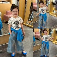 ราคา PRETTY BABY เสื้อยืดเด็ก เสื้อลายจุด น้องหมา กางเกงยีนส์เด็ก ขากระบอก ลายดาว(2022) (24898008635)