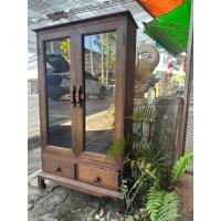 ราคา ตู้พระไม้สัก ตู้โชว์ กลอนโบราณไซส์ Mยาว50ลึก18.5สู90 cm ตู้โชว์ของที่ระลึก ตู้โชว์พระเครื่อง (29125580641)