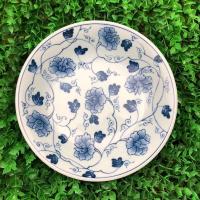 ราคา จานลายดอกไม้สีคราม ขนาด 8” #เซรามิคมือสองญี่ปุ่น (14535361559)