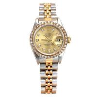 ราคา Rolex Rolex 18K Gold Diary Type ด้านหลังเพชรนาฬิกากลไกอัตโนมัติสุภาพสตรี 69173 (26494267612)