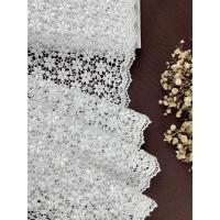 ราคา ลูกไม้ตกแต่ง สีขาว หน้ากว้าง เคมี ปัก สวย กว้าง 9 นิ้ว (ลูกไม้ต่อชาย / สไบ / ลูกไม้ต่อเสื้อ ) เมตรละ 100฿ (13136918140)