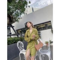 ราคา เดรสสั้นสีเขียวมะนาว (19219237141)