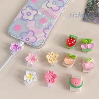 ราคา ตัวถนอมสายชาร์จ TPU แบบนิ่ม ลายดอกไม้ สตรอเบอร์รี่ และลูกพีช 3D สําหรับ iPhone Android Micro-USB Type-C 1 ชิ้น (22242158989)