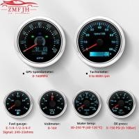 ราคา Auto 6 Gauge Set 7 Color LED 85mm GPS Speedometer Tachometer Fuel Level Water Temp Meter Oil Press (45354171185)