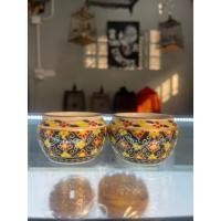 ราคา แก้วเบญจรงค์ ถ้วยเบญจรงค์ ขนาดกลาง สำหรับใส่กรงนกหัวจุก (26420690980)