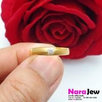 ราคา แหวนเพชร ทรงปลอกมีด ประดับเพชรแท้ 0.10 ct น้ำขาว 97 ทองคำแท้ 9K ไซส์ 57 (22445233948)