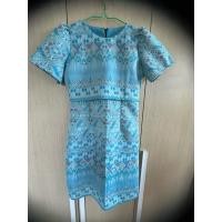 ราคา ชุดผ้าไทย,เดรสทรงครอปผ้าทอลายสีฟ้า (28562648411)