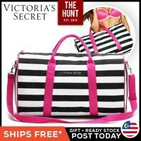 ราคา VICTORIAS SECRET Stripe Duffel bag Handbag Tote Bag Top Handle Shoulder Travel Beg (16297571378)