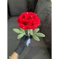 ราคา กุหลาบแดงดอกใหญ่ประดับเพชร#ดอกกุหลาบ#ลวดกำมะหยี่#ดอกไม้ (52353366192)