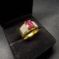 ราคา แหวนทองทับทิมสยามเหลี่ยมประดับเพชร ทับทิมสยาม 1 เม็ด 2.3 กะรัต เพชร 24 เม็ด 61 สต. ทองคำ 7.82 กรัม (42058718248)