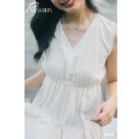 ราคา A009 เดรสผ้าฝ้าย สีครีมธรรมชาติ เอวยางยืด แขนกุด ใส่เที่ยว เรียบร้อย น่ารัก ภาคเหนือ เชียงใหม่ ล้านนา อก 38 นิ้ว (28972346020)