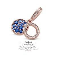 ราคา พร้อมส่ง‼️ ติ้งเพชรน้ำเงิน Pandora ของแท้ Sparkling Blue Disc Double Dangle Charm (28418097840)