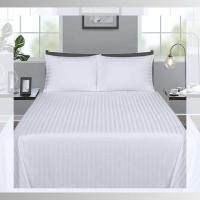 ราคา Luxury Flat Sheet 3cm Stripe Pure White Hotel-Grade Softness Queen Single King Size (43365539036)