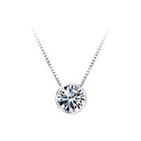 ราคา TANITTgems สร้อยคอเงินชุบทองคำขาวประดับจี้เพชรแบบฝังหุ้ม (216637897)