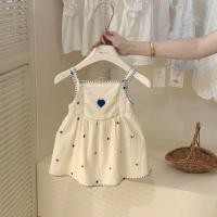 ราคา ชุดเดรสสายเดี่ยวสำหรับเด็กผู้หญิงใหม่ฤดูร้อน ชุดลูกไม้สไตล์วันหยุดชายหาดปักหัวใจ (42551430176)