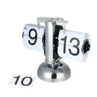 ราคา localcamera-TH ADBEN นาฬิกาตั้งโต๊ะขนาดเล็ก Retro Flip Over Stainless Steel Internal Gear Operated Quartz Black/White (42973676899)