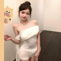 ราคา bearbraพร้อมส่ง เสื้อปาดไหล่ เสื้อเปิดไหล่ สม็อกไขว้หน้า งานสวยผ้า ใส่นุ่มสบายไม่คัน เสื้อไหมพรมปาดไหล่ เสื้อยืดไหล่เอียง (27985376656)