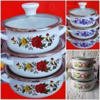 ราคา Old school PAN SET CONTAINS 3 GLASS LIDS (24437486815)