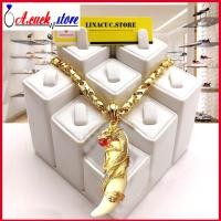 ราคา สร้อยคอผู้ชาย ชุดสร้อยคอ ค1 พร้อมจี้เขี้ยวมังกร เครื่องประดับสร้อยคอผู้ชายชุบทองเคลือบนาโนที่ทนทานและสวยงาม (42327448509)