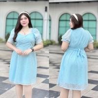 ราคา เดรสสาวอวบ ผ้าลูกไม้ อก38-50” มีซับในลายสวยๆ D254 (27957022427)