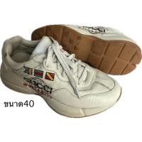 ราคา รองเท้าผ้าใบหนัง ‼️ไม่การันตีแท้ Gucci Rhyton Worldwide สีไอวอรี่ เบอร์40 มือสอง รอยขาดที่เชือกขายตามสภาพ ดูไม่เป็น (27794176217)