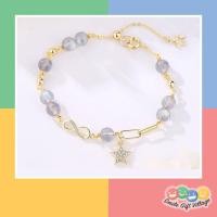 ราคา กำไลหิน สร้อยข้อมือหินมูนสโตน MOON STONE ประดับด้วยอินฟินิตี้ Infinity หินมงคล หินนำโชค หินธรรมชาติ (11744086747)