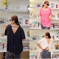 ราคา พร้อมส่ง.เสื้อยืดสาวอวบ เสื้อยืดแฟชั่น รุ่นผ่าหลังคอเปิดหลังสไตล์เซ็กซี่ ( หน้าผ้า 50 นิ้ว )เป็นผ้าสลาฟ (28950675260)