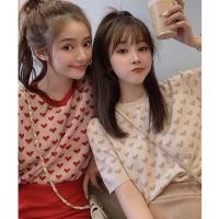 ราคา พร้อมส่ง เสื้อยืดลายหัวใจ❤️ เสื้อยืดผู้หญิง ผ้าไหมพรม (Freesize) (18170739098)