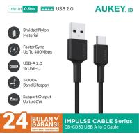 ราคา Aukey CB-CD30 Type A to C 0.9M สายชาร์จ USB 2.0 ถัก (41355746857)