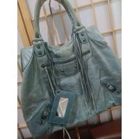 ราคา used Balenciaga tote shoulder bag สีฟ้าเทาอควอยซ์ แท้100% (43117484788)