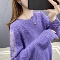ราคา ผู้หญิงกลวงถักเสื้อกันหนาวคอกลมแขนยาวเกาหลีหลวมเสื้อกันหนาว (26562684836)