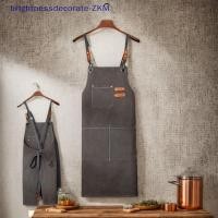 ราคา [ความสดใส] ผ้าใบผ้ากันเปื้อนครัวสําหรับผู้หญิงผู้ชายเชฟทํางานผ้ากันเปื้อนสําหรับย่างร้านอาหารบาร์ร้านคาเฟ่ความงามเล็บสตูดิโอชุด [ไทย] (48855948000)