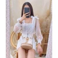 ราคา เสื้อแขนยาวสีขาว เสื้อแขนยาวผ้าลูกไม้ เสื้อสีขาวแขนยาว (5455256712)
