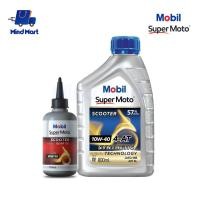 ราคา ชุดน้ำมันเครื่องมอเตอร์ไซค์ กึ่งสังเคราะห์ Mobil Super Moto Scooter 10W-40 + Gear Oil (6728983772)