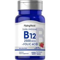 ราคา B12 2,500 mcg. & Folic Acid 400 mcg. (120เม็ด) วิตามินบี12 (24101146382)