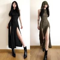 ราคา [G1]พร้อมส่งในไทยเดรสสีดำ เดรสกระโปรงยาวผ่าสูง มีฮูด สไตล์Dune สตีทโคฟเวอร์ (24879977796)