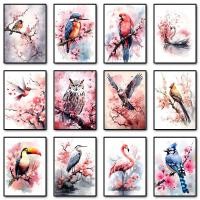 ราคา นกสีน้ําโปสเตอร์สีฟ้าJayในดอกซากุระTuocanนกฮูกนกยูงผ้าใบภาพวาดWall Artภาพห้องนั่งเล่นตกแต่งบ้าน (54553978198)